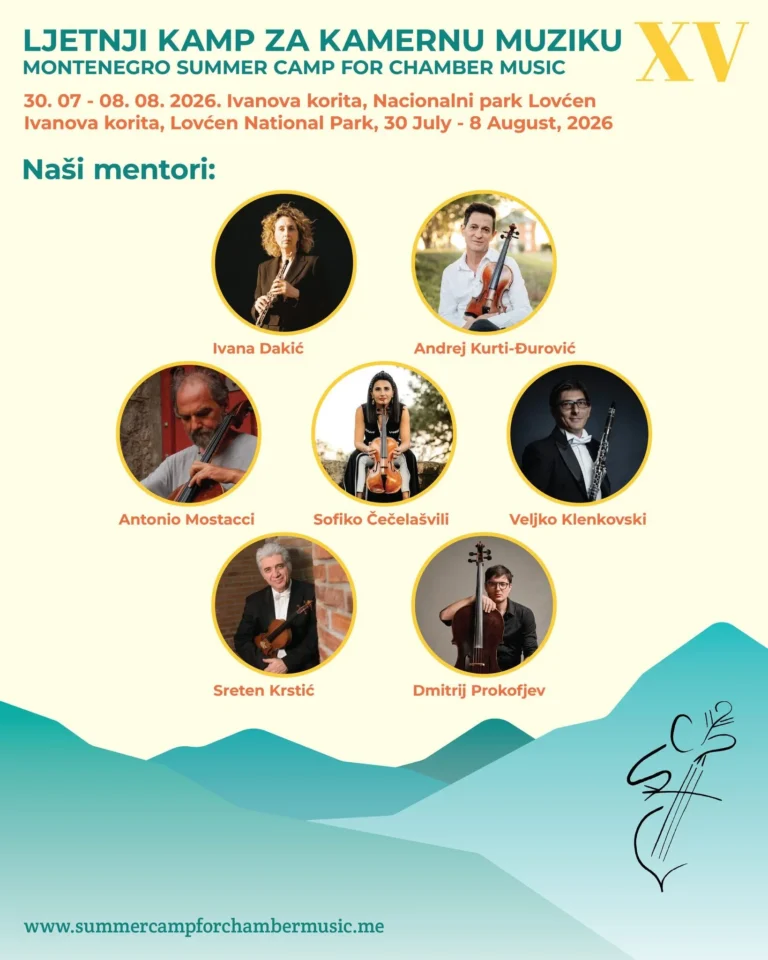 Ljetnji kamp za kamernu muziku od 30. jula na Ivanovim koritima