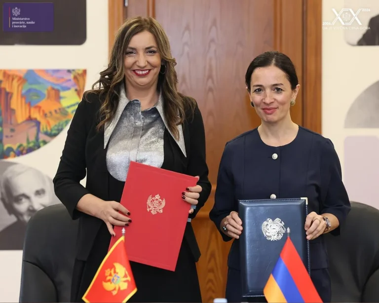 Potpisan Sporazum o saradnji u oblasti obrazovanja, nauke i inovacija između Crne Gore i Jermenije
